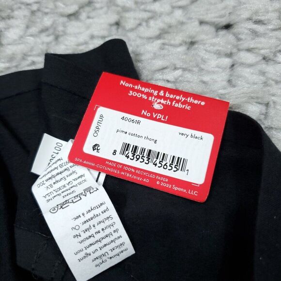 Spanx Ahhh-llelujah Pima Cotton Thong Panty Plus Size 1X-3X Black Stretch OS - Picture 4 of 5